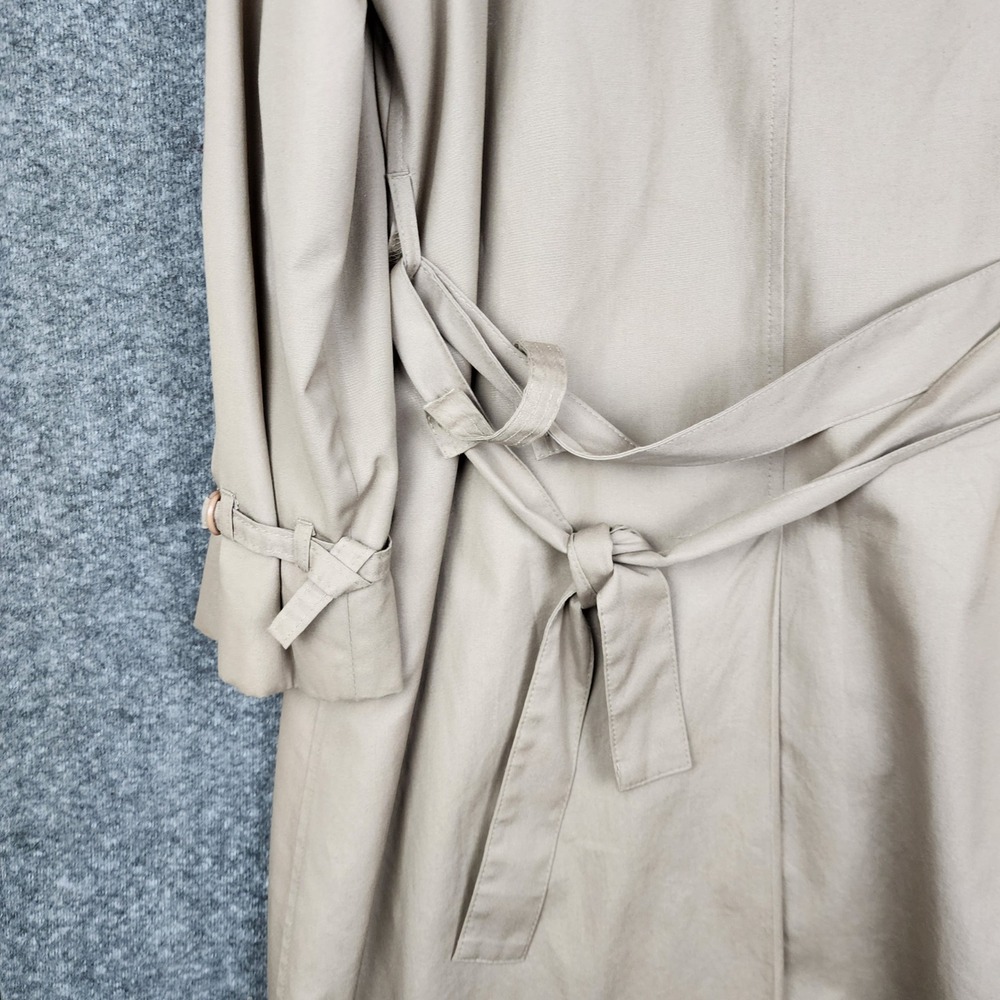 Unbranded Trench Coat Women Size L Beige Longline Hooded Belted Classic Jacket - Picture 6 of 15
